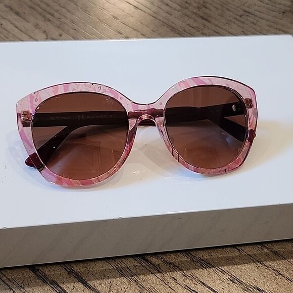 Etro Pink Patterned Cat-Eye Sunglasses with Brown Gradient Lenses main image 4